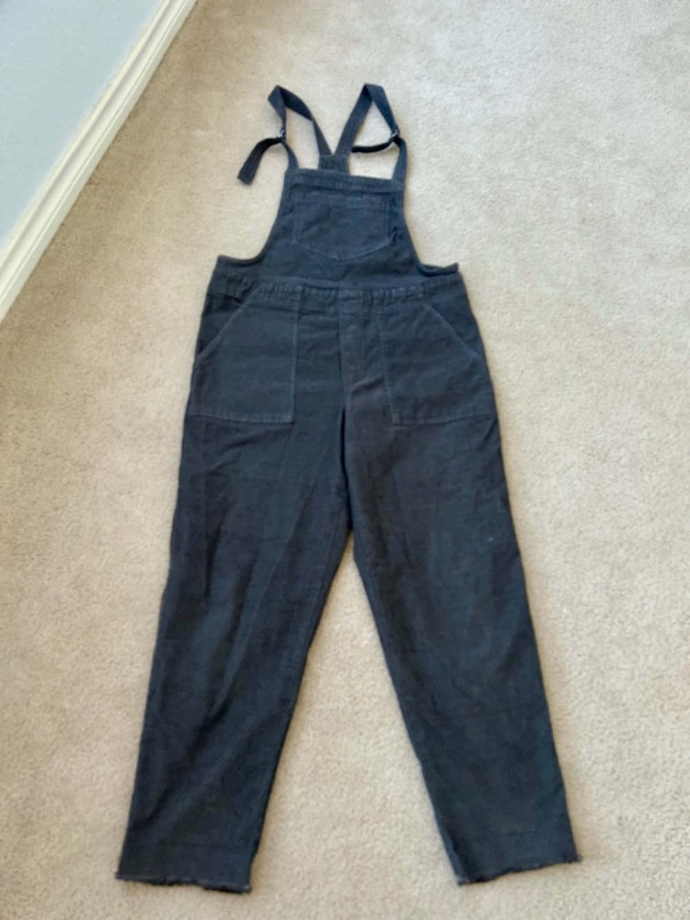 Werk & Play Corduroy Overalls Gray Straight Leg Raw Hem Sz Medium by Aerie
